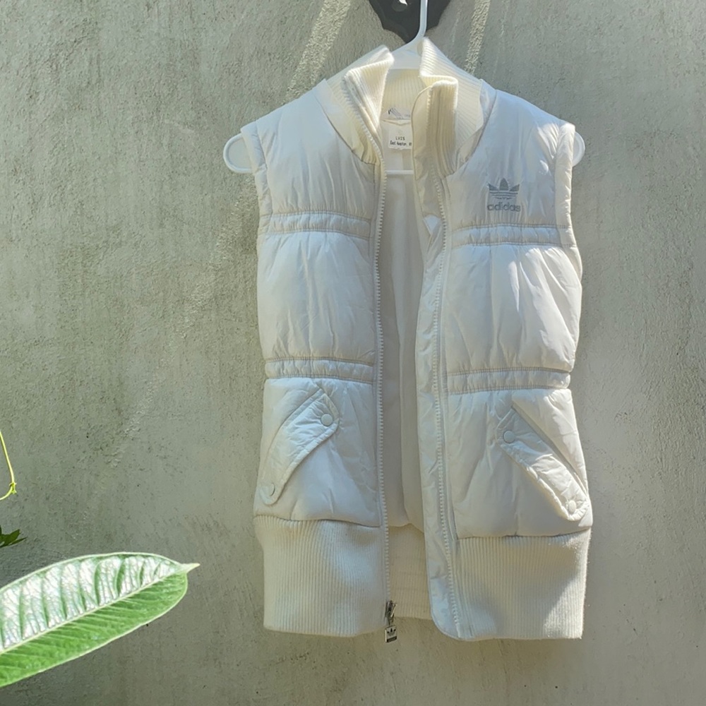 Adidas White Puffy Vest Jacket Size S